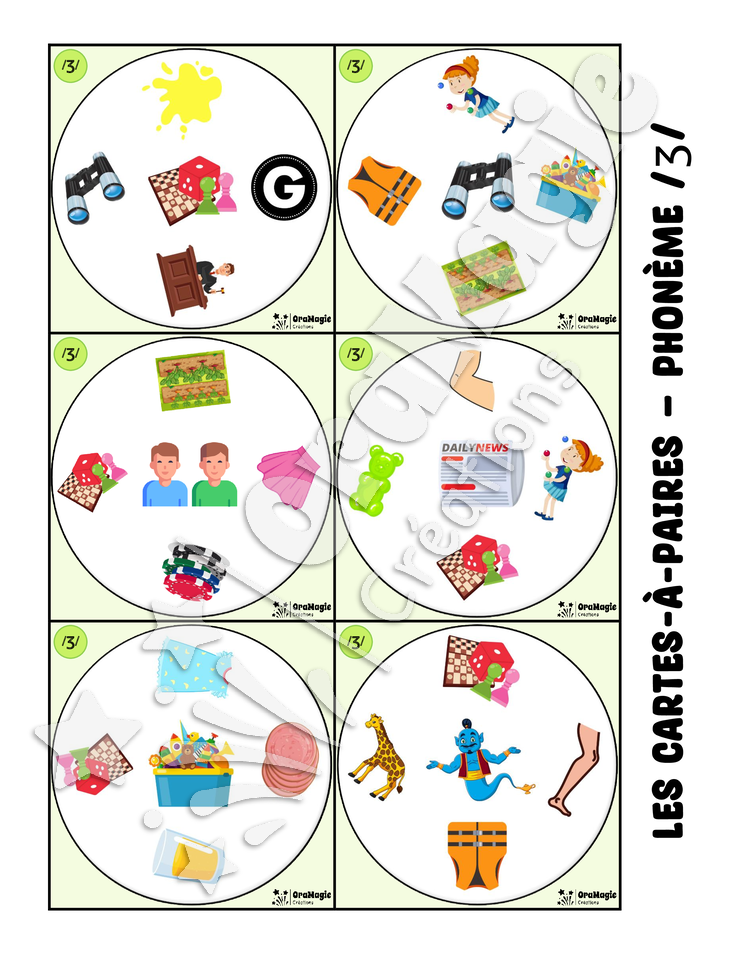 Les cartes-à-paires - Phonologie -jjj- initial
