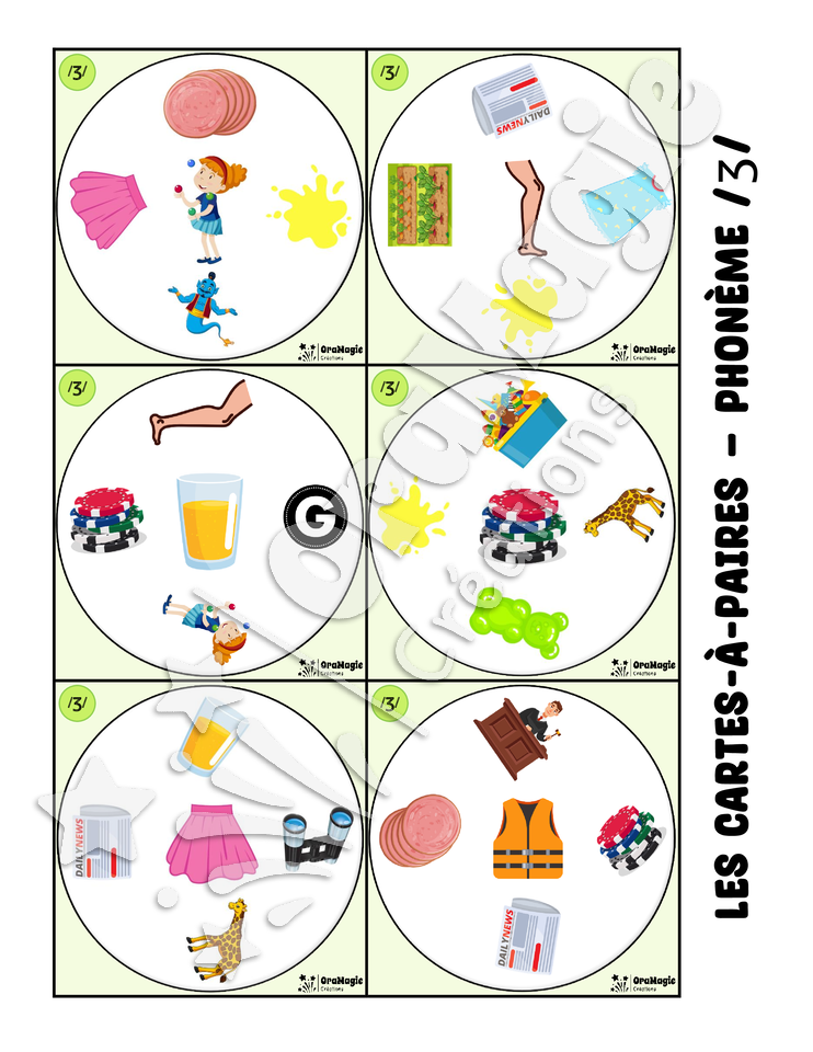 Les cartes-à-paires - Phonologie -jjj- initial
