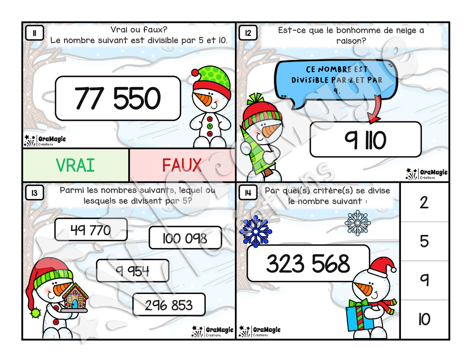 Cartes à tâches - Critères de divisibilité