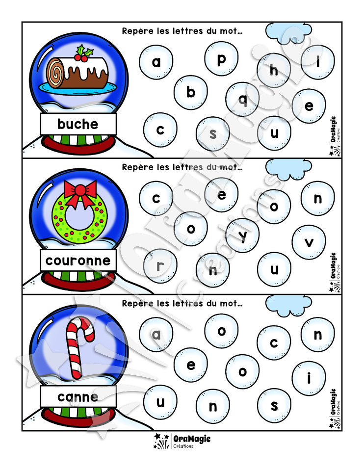 Repère les lettres - Thème Noël - Atelier alphabet
