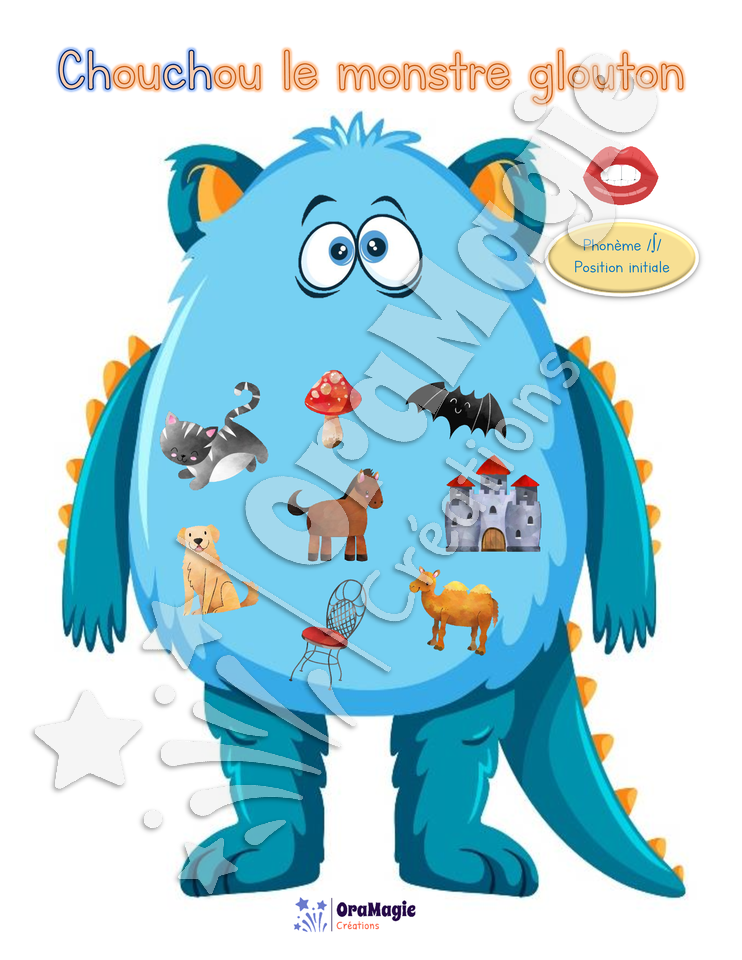 Chouchou le monstre glouton du -ch- 3 positions