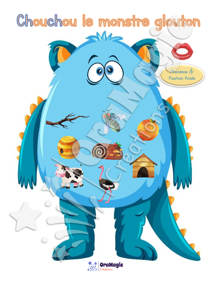 Chouchou le monstre glouton du -ch- 3 positions