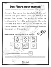 Compréhension de lecture et du récit 1re année - Des fleurs pour maman.pdf