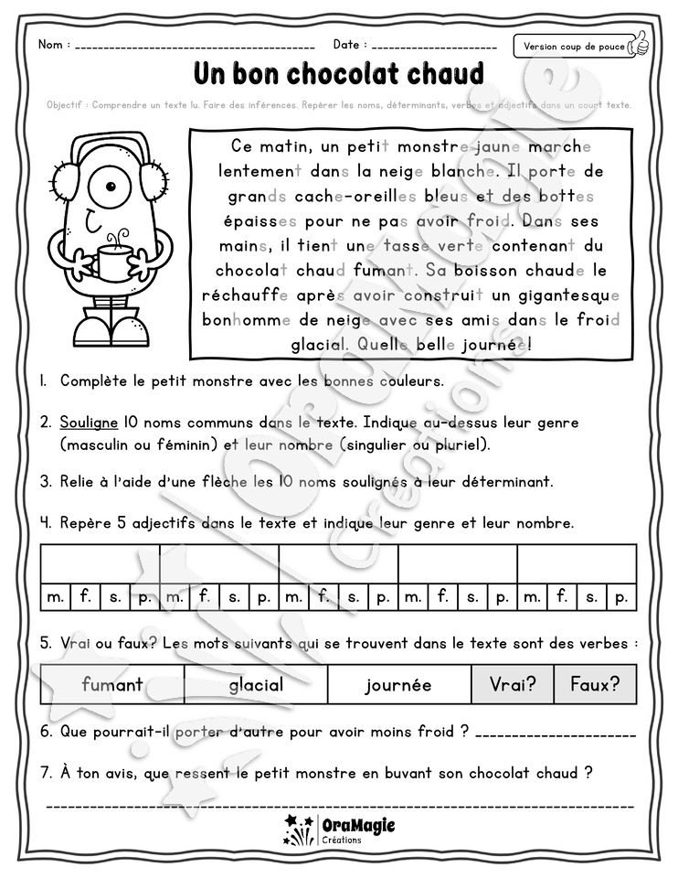 Collection lecture et grammaire - Un bon chocolat chaud