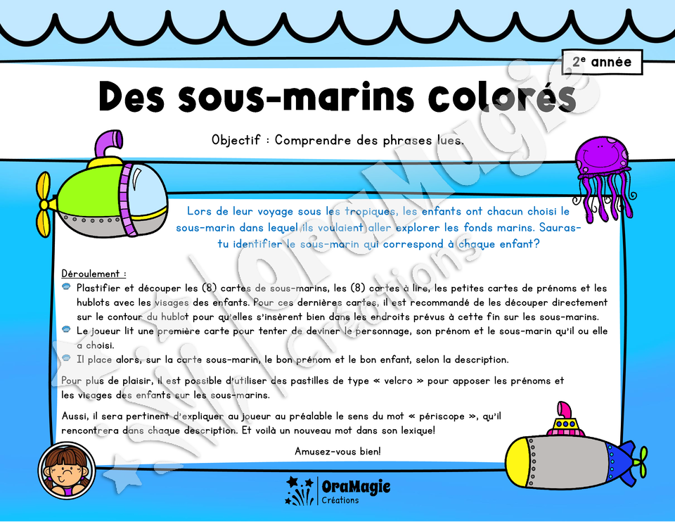 Des sous-marins colorés - Compréhension de lecture 2e année - 4$.pdf