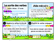 Cartes à tâches - La sortie des verbes  - Repérer le verbe conjugué dans une phrase - 3e année.pdf