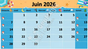 Calendrier - juin 2026 - Produit numérique