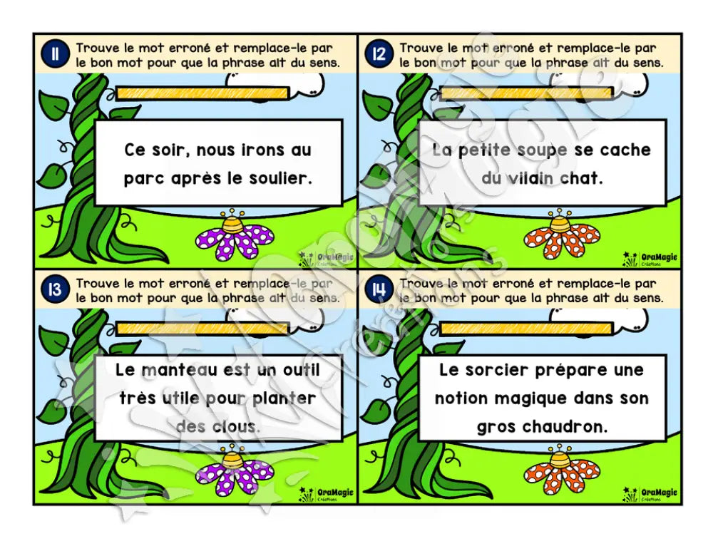 Cartes à tâches - Drôles de phrases 2