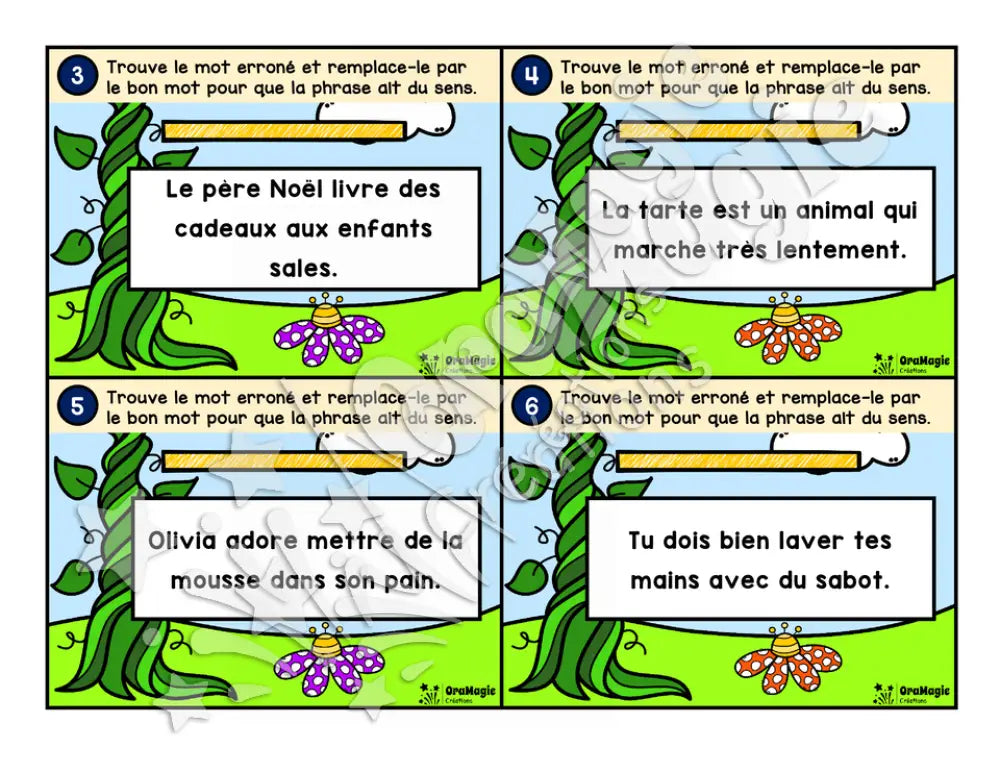 Cartes à tâches - Drôles de phrases 2