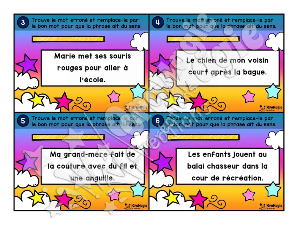 Cartes à tâches - Drôles de phrases