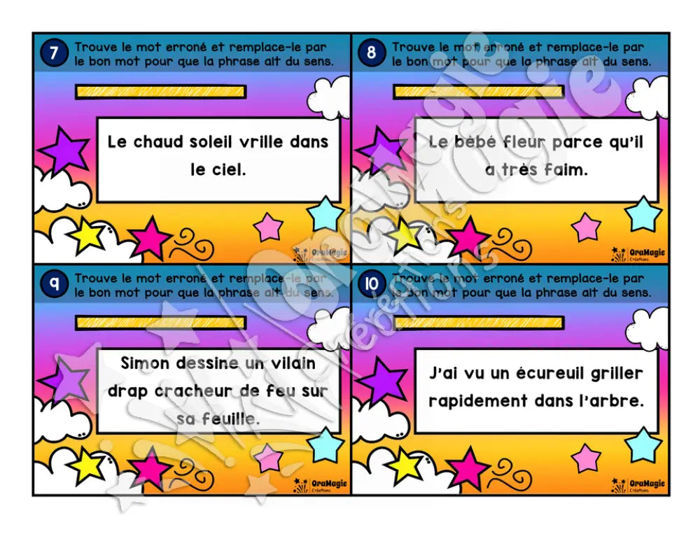 Cartes à tâches - Drôles de phrases