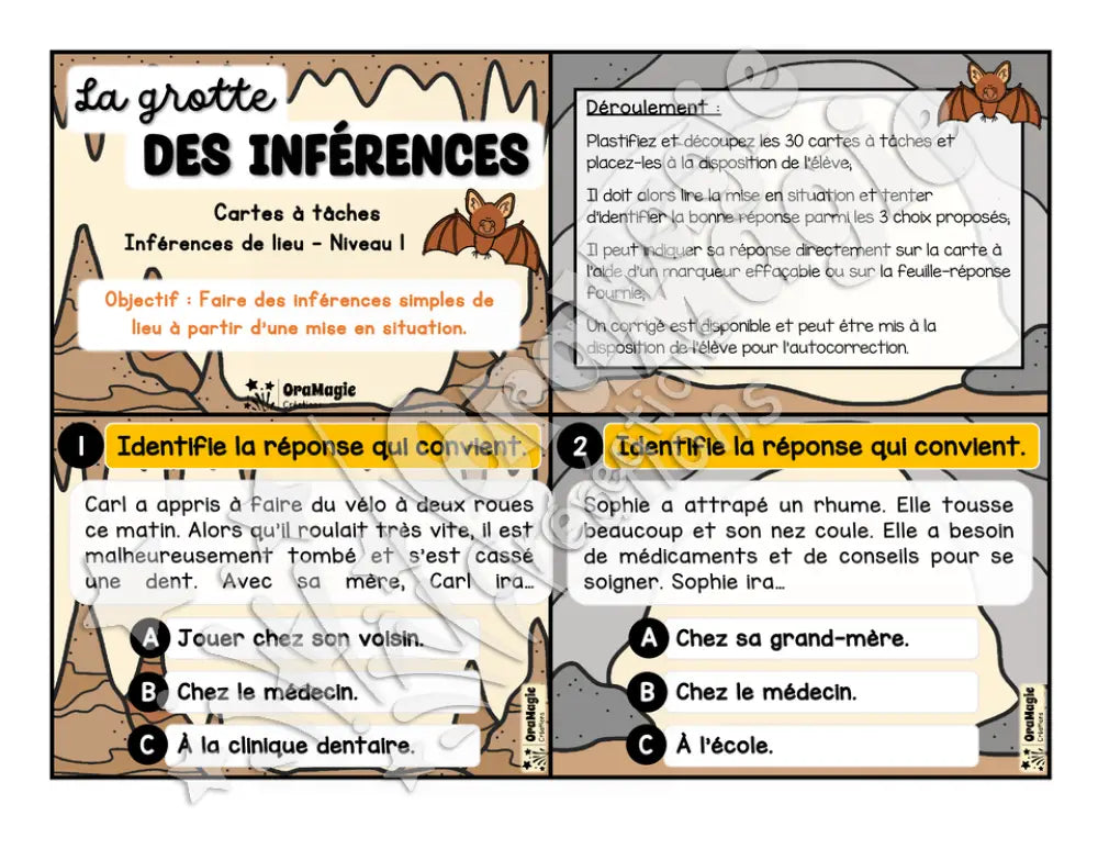 Cartes à tâches - La grotte des inférences - Inférences de lieu - Niveau 1 - Lg oral et écrit, 2e cycle - 6$.pdf