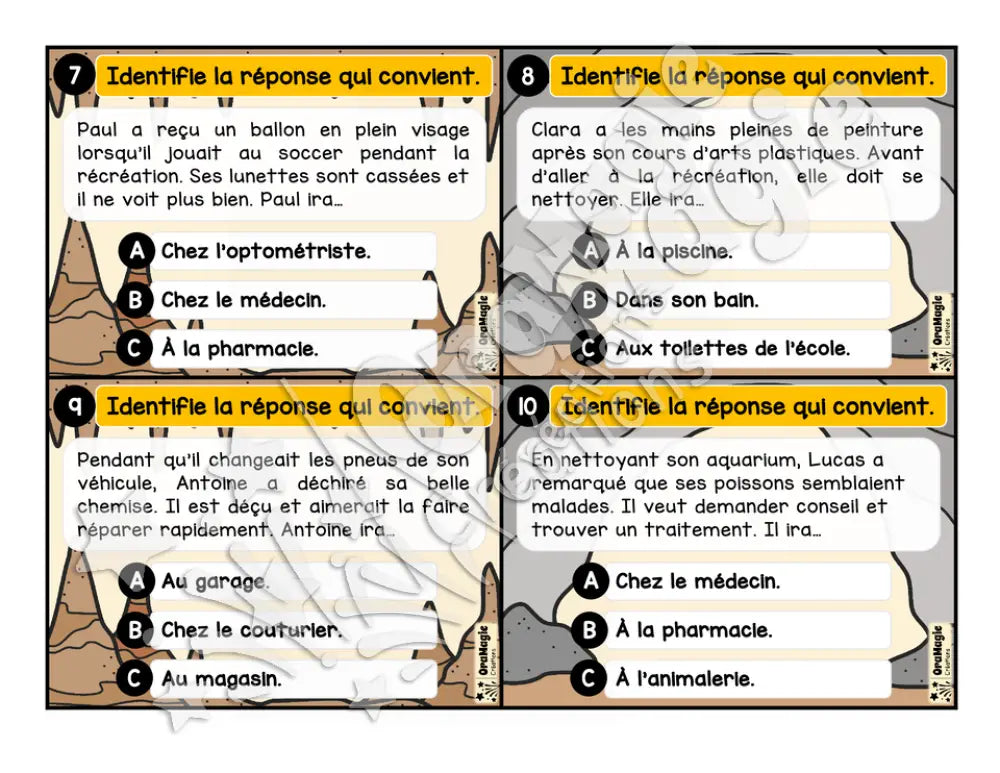 Cartes à tâches - La grotte des inférences - Inférences de lieu - Niveau 1