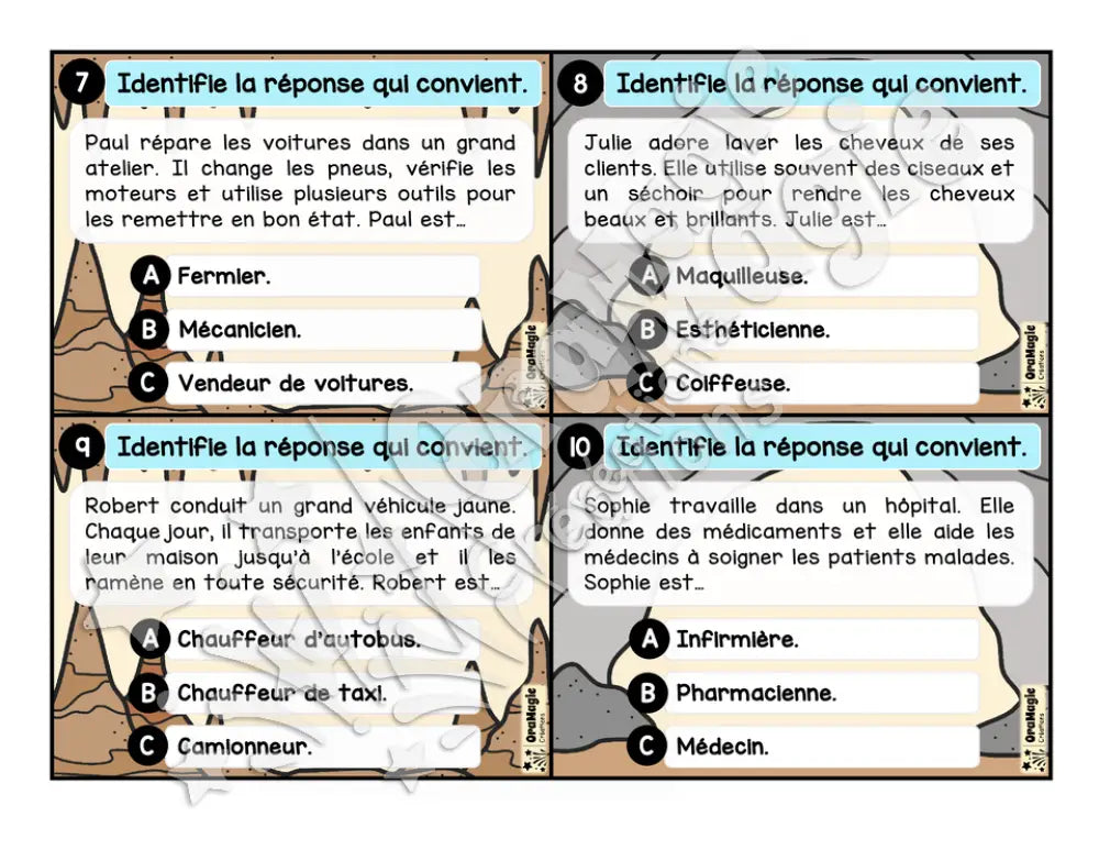Cartes à tâches - La grotte des inférences - Inférences de personne - Niveau 1