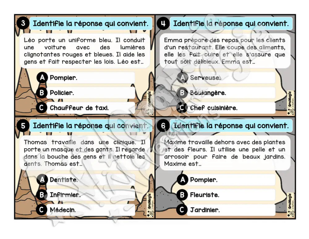 Cartes à tâches - La grotte des inférences - Inférences de personne - Niveau 1