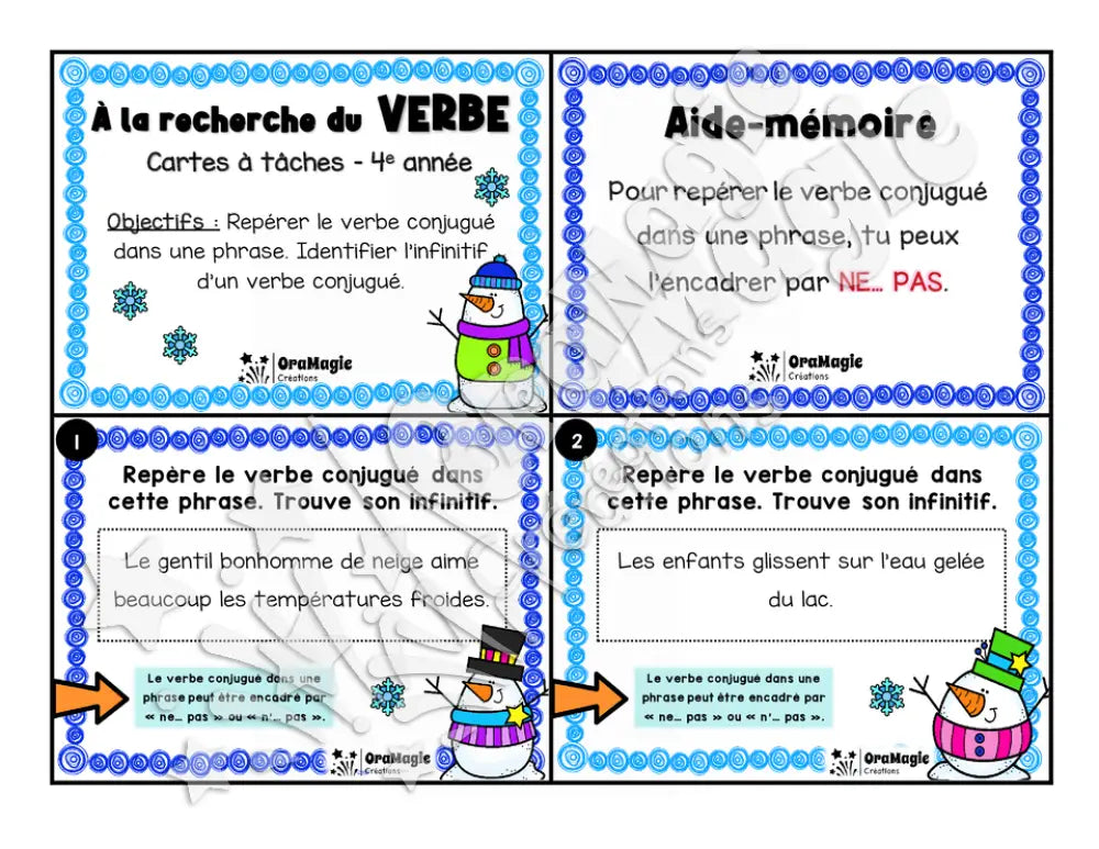 Cartes à tâches - À la recherche du verbe - 4e année.pdf