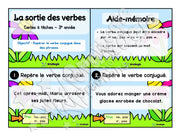 Cartes à tâches - La sortie des verbes  - Repérer le verbe conjugué dans une phrase - 3e année.pdf