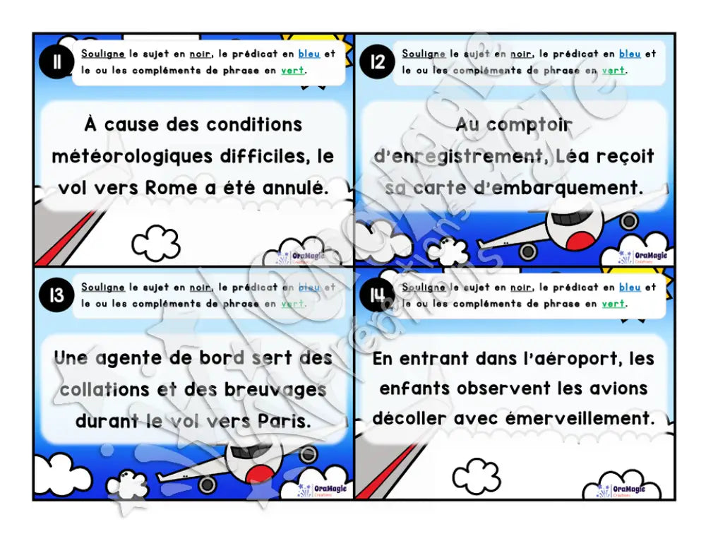 Cartes à tâches - Le grand voyage - Repérer les constituants de la phrase