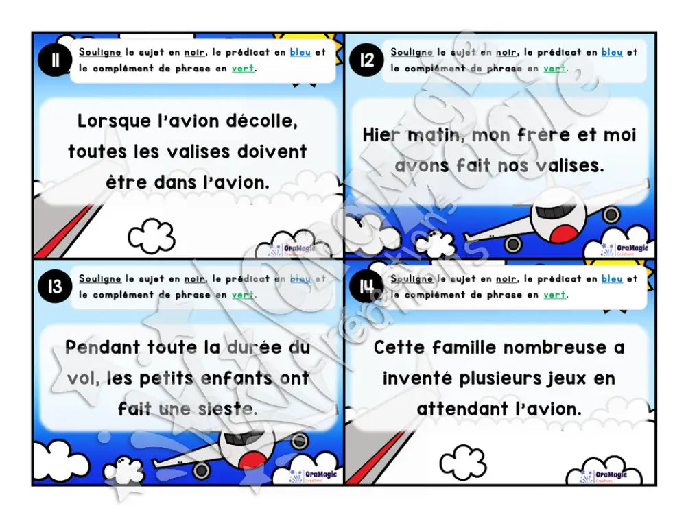 Cartes à tâches - Le grand voyage - Repérer les constituants de la phrase