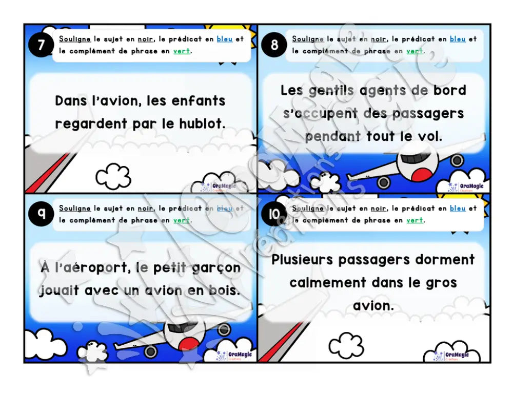 Cartes à tâches - Le grand voyage - Repérer les constituants de la phrase