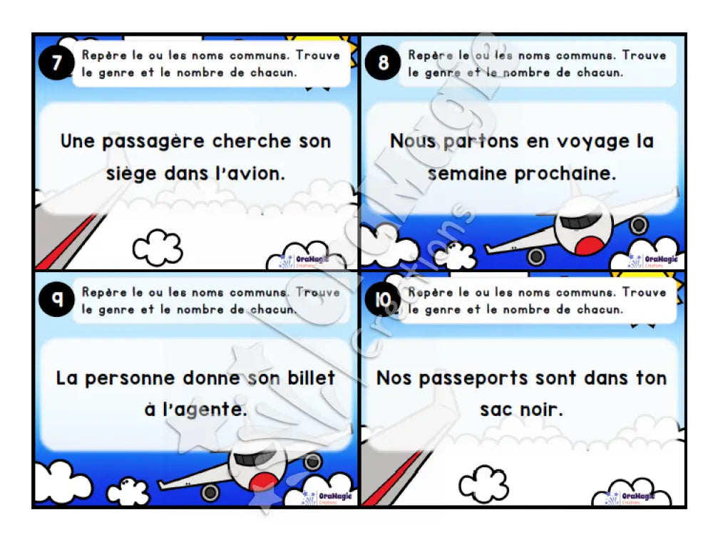 Cartes à tâches - Le grand voyage - Repérer les noms communs et indiquer genre et nombre - Produit numérique