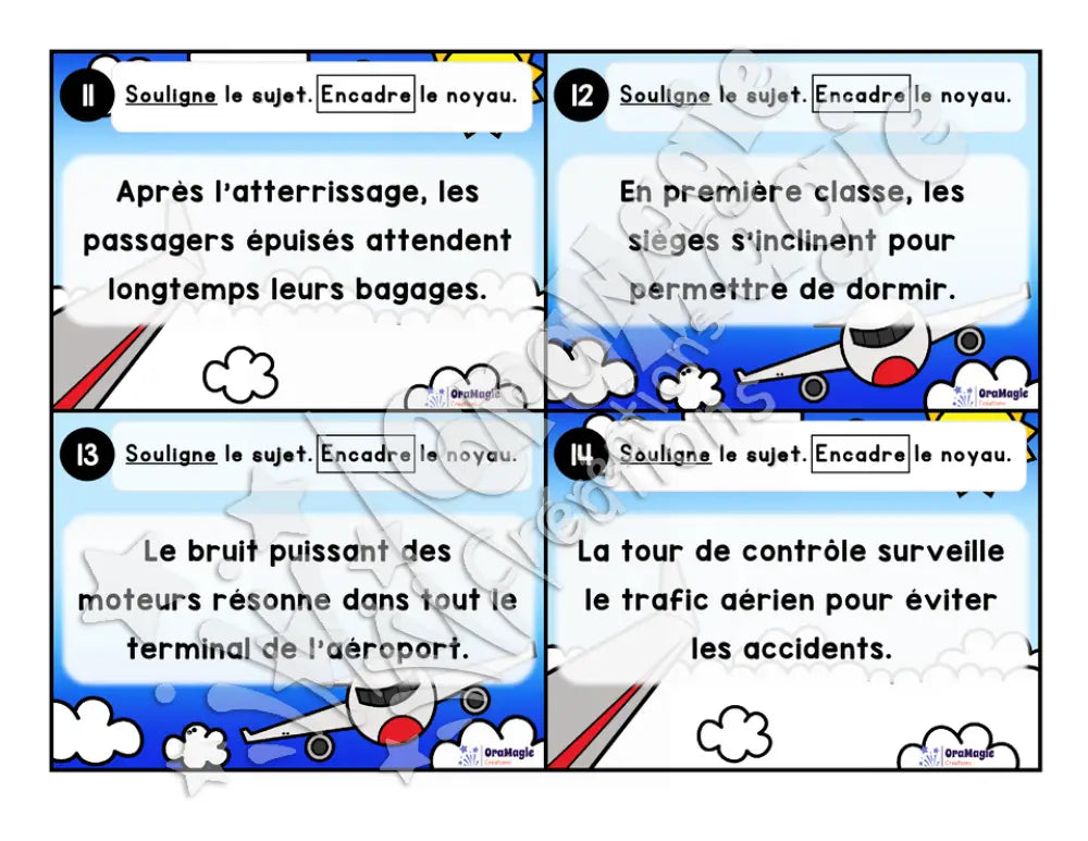 Cartes à tâches - Le grand voyage - Repérer le sujet de la phrase et le noyau du sujet
