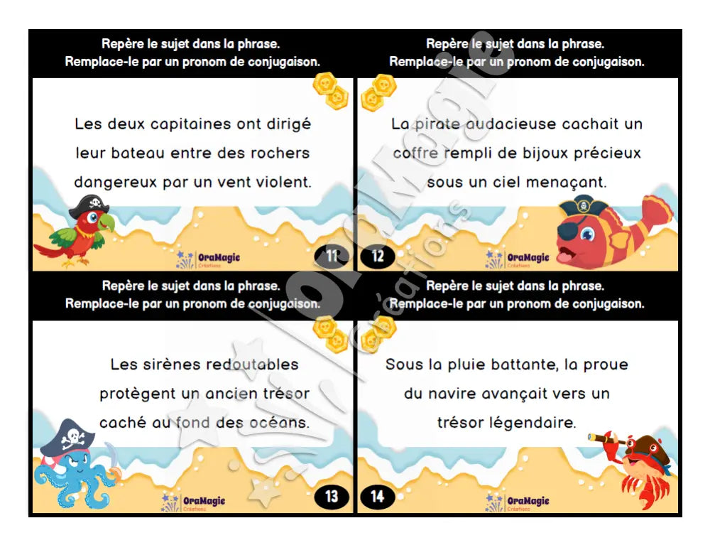 Cartes à tâches - Les sujets de pirates - 4e 5e et 6e années - Produit numérique