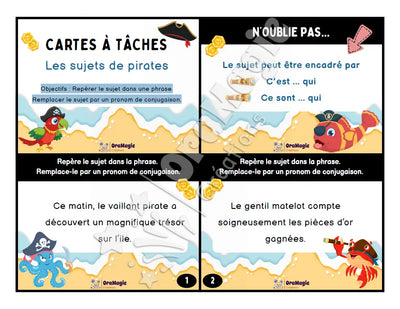 Cartes à tâches - Les sujets de pirates - 4e, 5e et 6e années