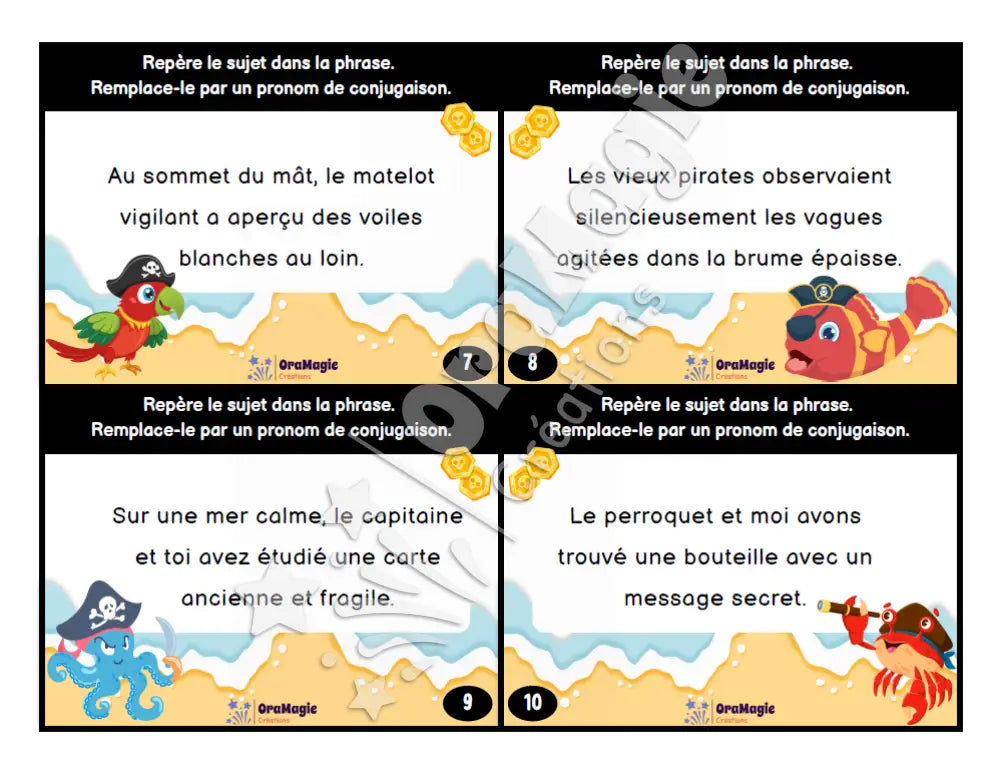 Cartes à tâches - Les sujets de pirates - 4e 5e et 6e années - Produit numérique