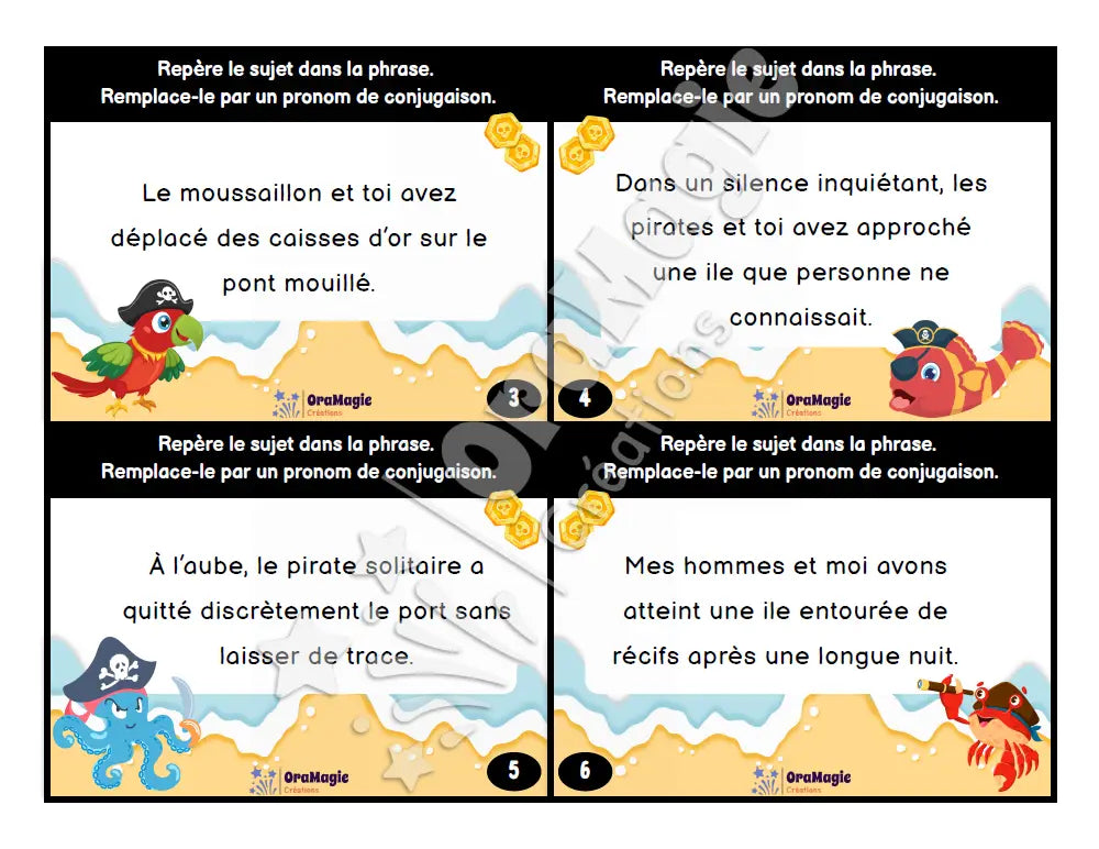 Cartes à tâches - Les sujets de pirates - 4e 5e et 6e années - Produit numérique