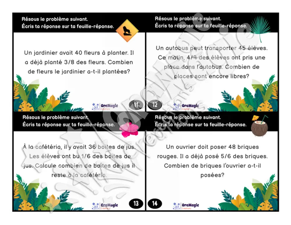 Cartes à tâches - Problèmes dans la jungle