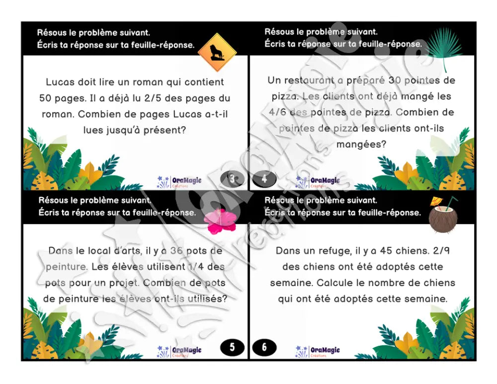 Cartes à tâches - Problèmes dans la jungle