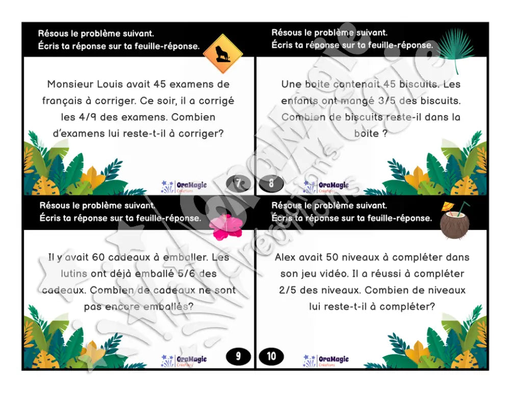 Cartes à tâches - Problèmes dans la jungle