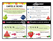 Cartes à tâches - Suites de nombres fruitées - 3e et 4e années - Produit numérique