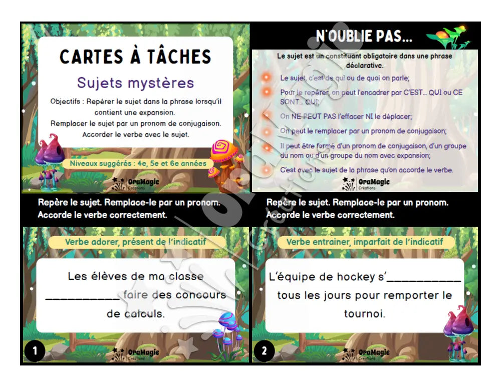 Cartes à tâches - Sujets mystères - 5e et 6e années
