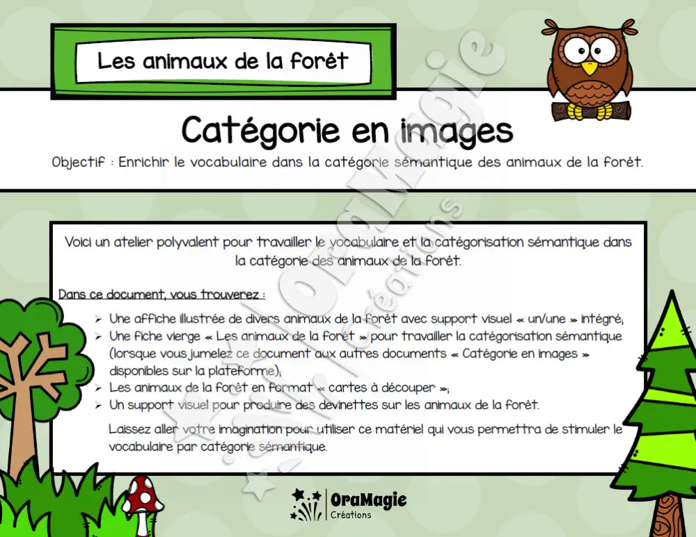 Catégorie en images - Les animaux de la forêt - Produit numérique
