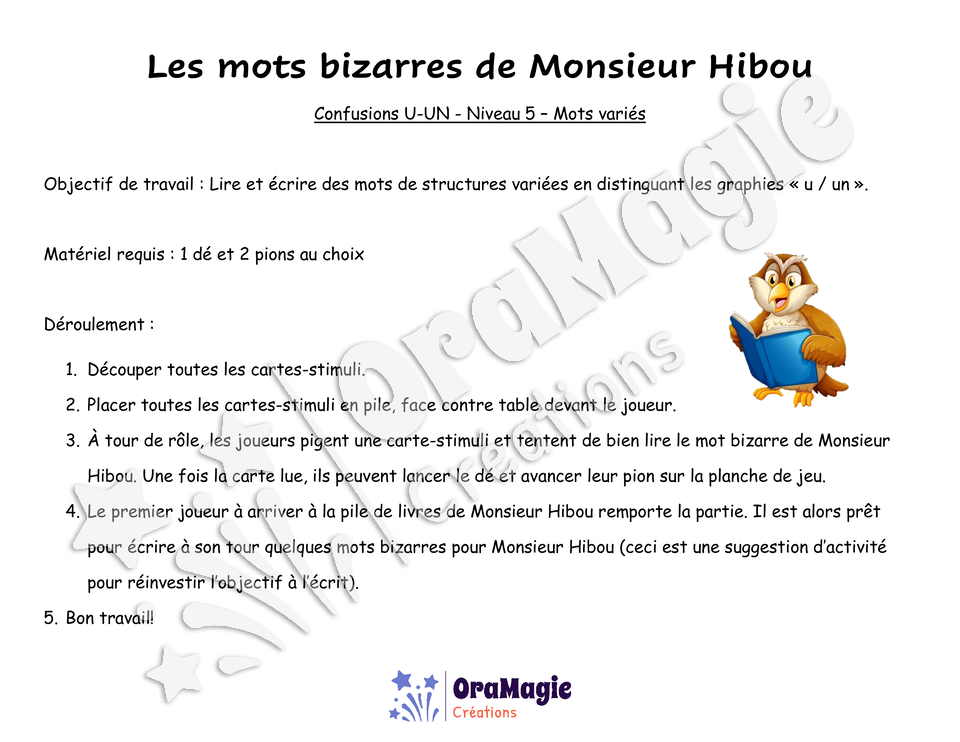 Confusions U-UN - Les mots bizarres de Monsieur Hibou_niveau 5.pdf