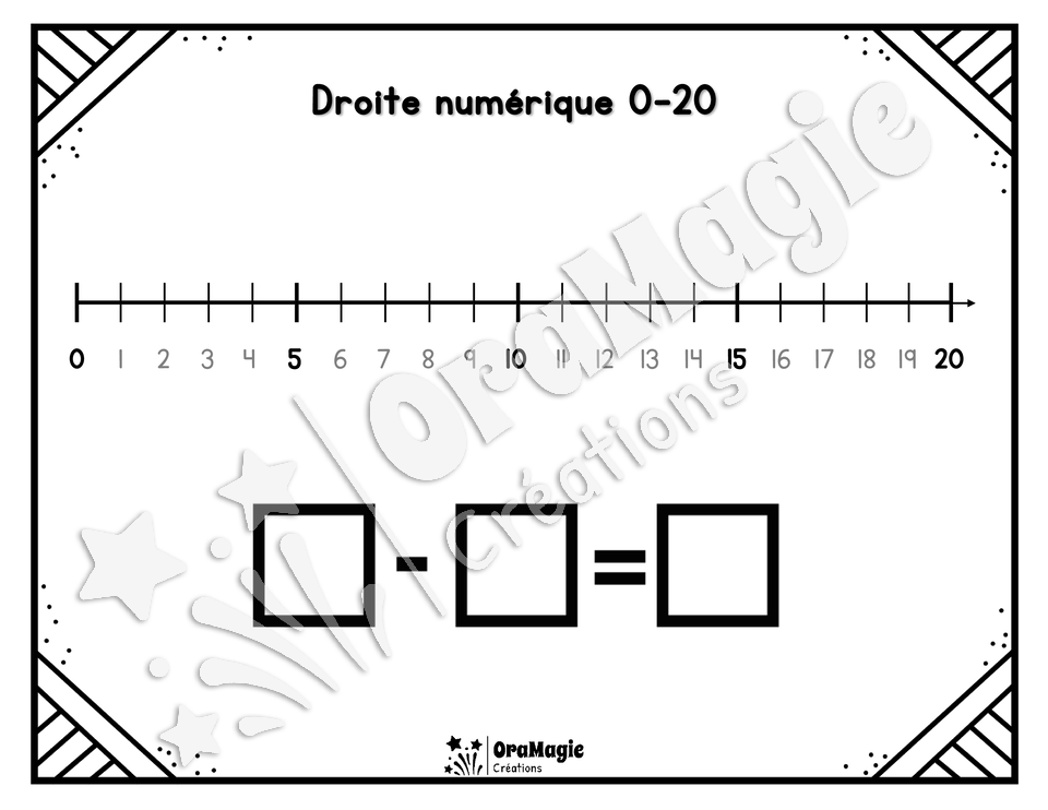 Droite numérique 0-20 - Supports visuels pour addition et soustraction
