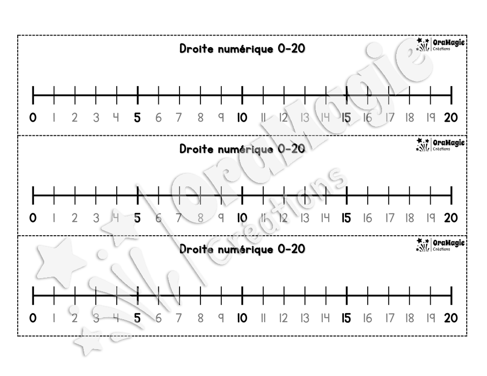 Droite numérique 0-20 - Supports visuels pour addition et soustraction