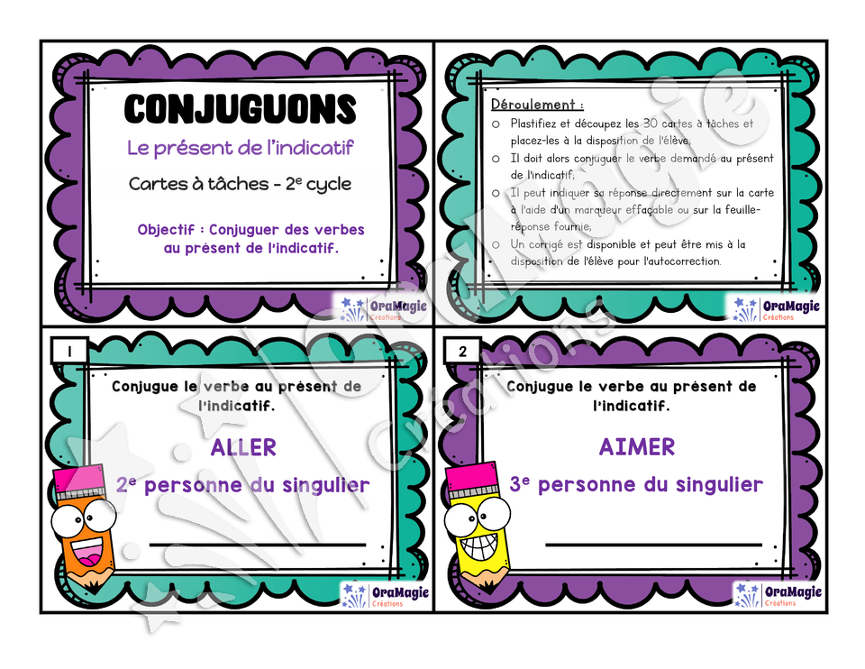 Cartes à tâches - Conjuguons - Le présent de l'indicatif - 3e et 4e année.pdf