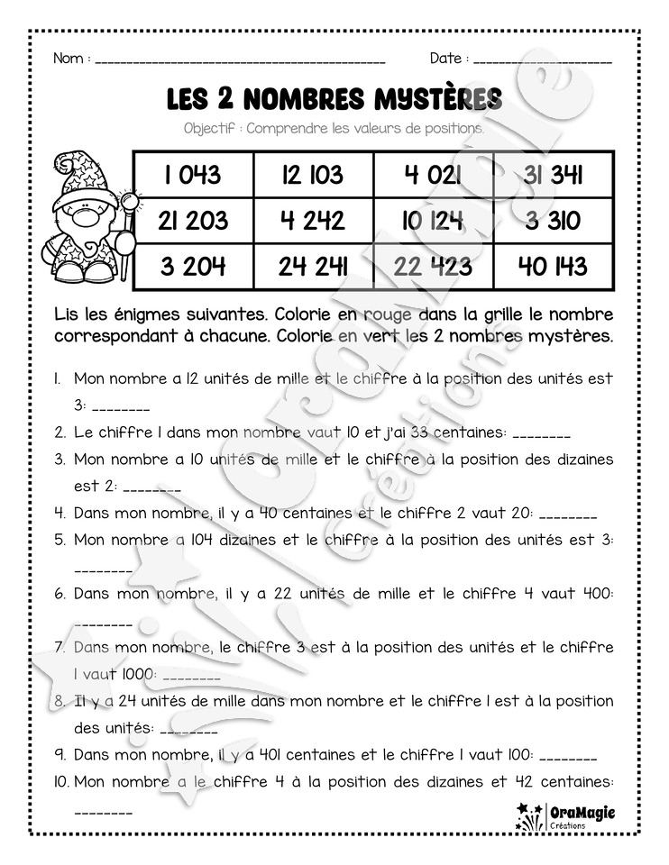 Les 2 nombres mystères - Le magicien - Valeurs de positions - 4e année.pdf