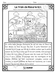 Compréhension de lecture - Lis et colorie - Le train de Raoul le lion - 2e année.pdf