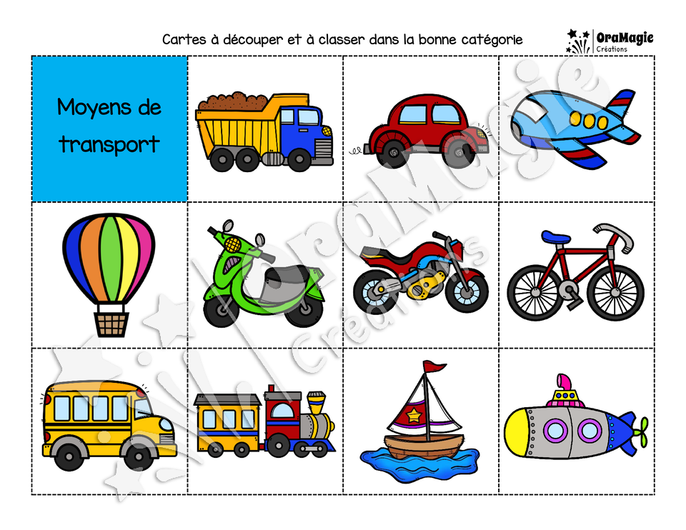 Catégorie en images - Les moyens de transport