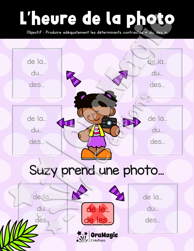 L'heure de la photo - Déterminants contractés du-des-de la