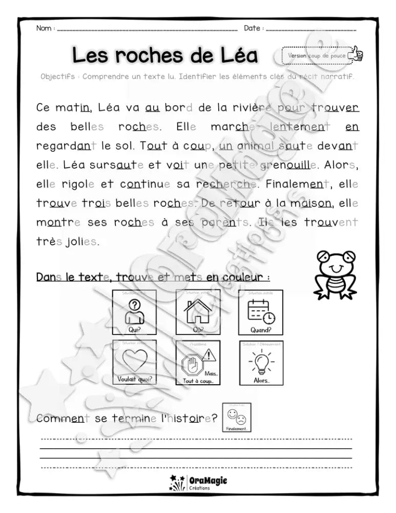 Compréhension de lecture et du récit - Les roches de Léa