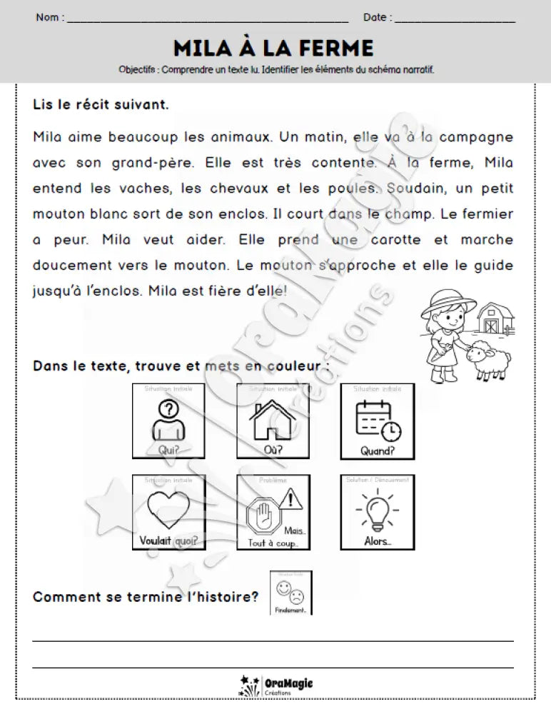 Compréhension de lecture et du récit - Mila à la ferme - 1re année - Produit numérique