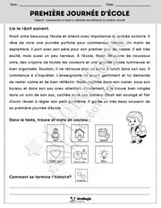 Compréhension de lecture et du récit - Première journée d’école - 2e année - Produit numérique
