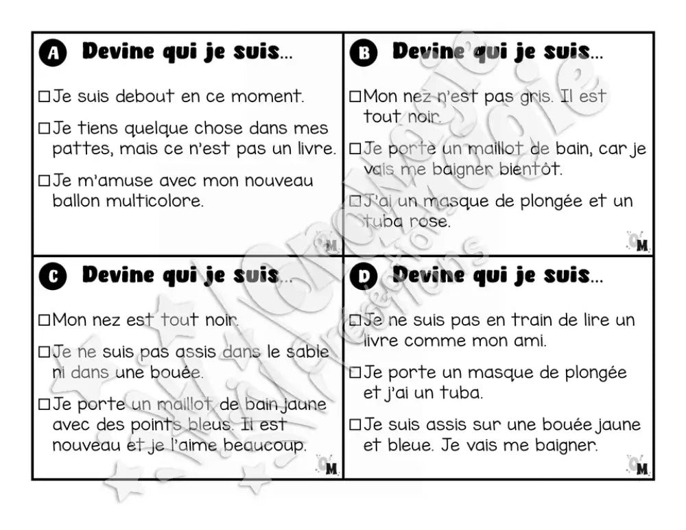 Compréhension de lecture - Les jolis hérissons - Devine qui je suis - 1re année