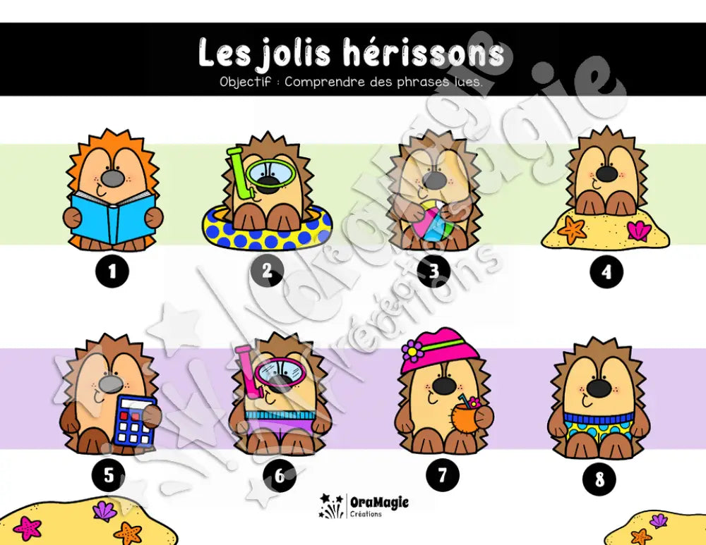 Compréhension de lecture - Les jolis hérissons - Devine qui je suis - 1re année
