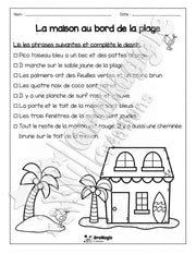 Compréhension de lecture - Lis et colorie - La maison au bord de la plage - 1re année - 2$.pdf